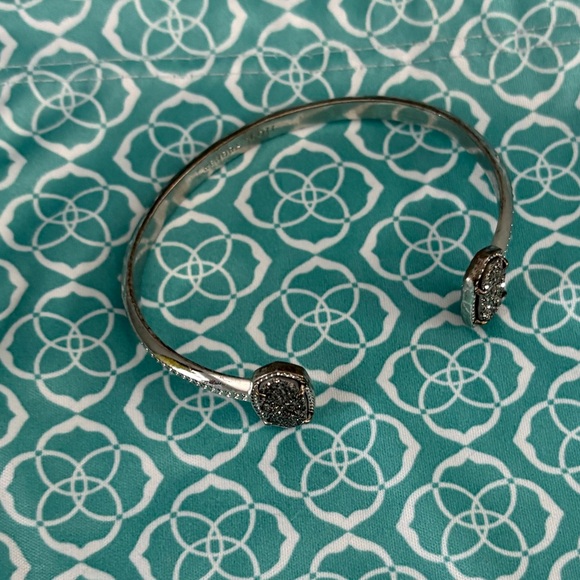 Kendra Scott Edie Silver Cuff Black Pave Bracelet - Picture 1 of 14